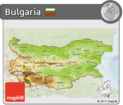 Physical 3D Map of Bulgaria, lighten