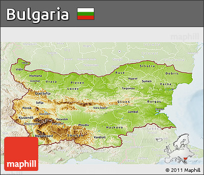 Physical 3D Map of Bulgaria, lighten