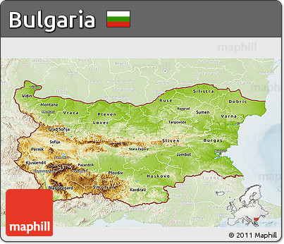 Physical 3D Map of Bulgaria, lighten