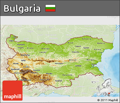 Physical 3D Map of Bulgaria, lighten, land only