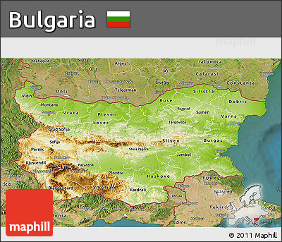 Physical 3D Map of Bulgaria, satellite outside