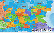 Political 3D Map of Bulgaria, political shades outside