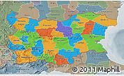Political 3D Map of Bulgaria, semi-desaturated