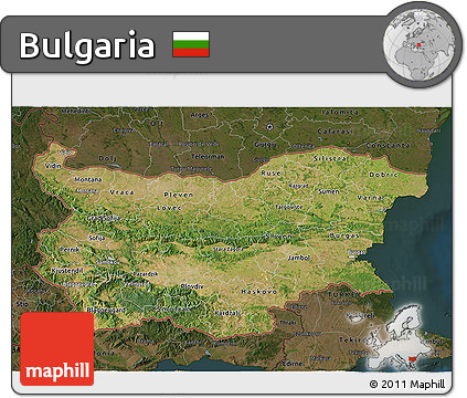 Satellite 3D Map of Bulgaria, darken