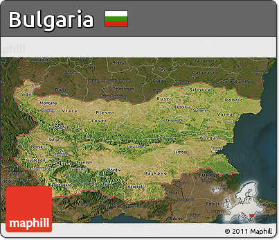 Satellite 3D Map of Bulgaria, darken