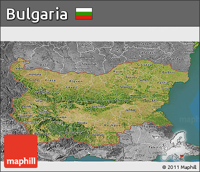 Satellite 3D Map of Bulgaria, desaturated, land only