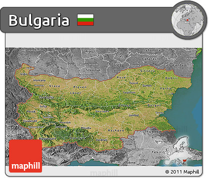 Satellite 3D Map of Bulgaria, desaturated, land only