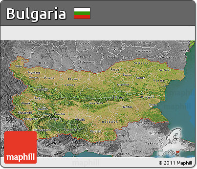 Satellite 3D Map of Bulgaria, desaturated, land only