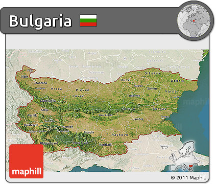 Satellite 3D Map of Bulgaria, lighten, land only