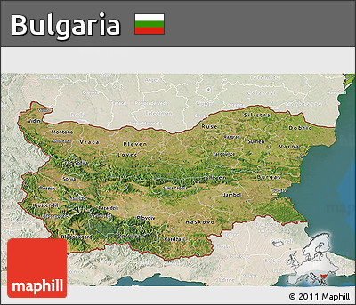 Satellite 3D Map of Bulgaria, lighten, land only