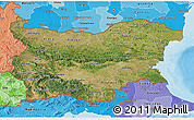 Satellite 3D Map of Bulgaria, political shades outside