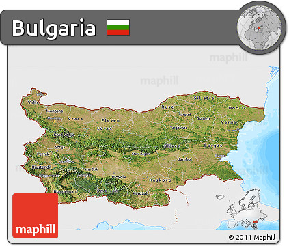 Satellite 3D Map of Bulgaria, single color outside, bathymetry sea
