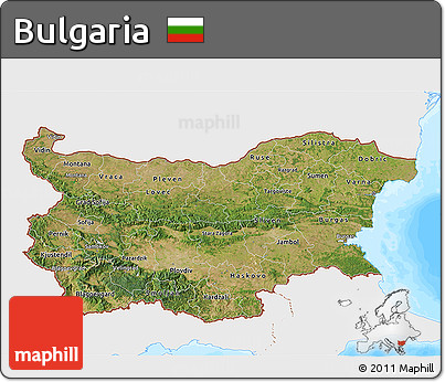 Satellite 3D Map of Bulgaria, single color outside, bathymetry sea