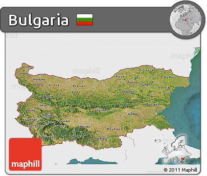 Satellite 3D Map of Bulgaria, single color outside