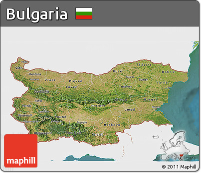 Satellite 3D Map of Bulgaria, single color outside