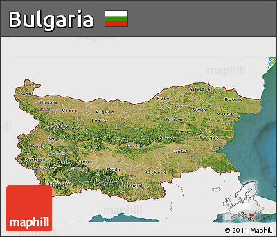 Satellite 3D Map of Bulgaria, single color outside