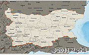 Shaded Relief 3D Map of Bulgaria, darken, land only