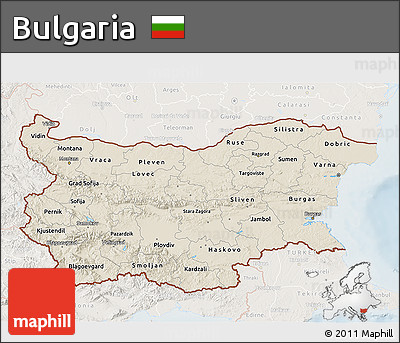 Shaded Relief 3D Map of Bulgaria, lighten