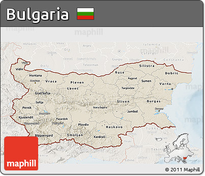 Shaded Relief 3D Map of Bulgaria, lighten