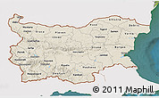 Shaded Relief 3D Map of Bulgaria, single color outside, satellite sea
