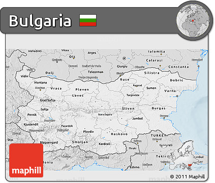 Silver Style 3D Map of Bulgaria