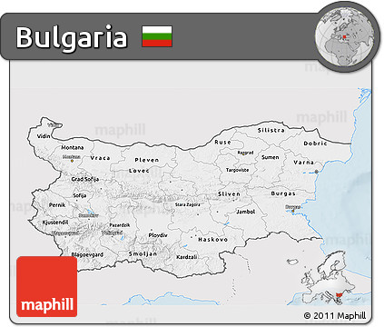 Silver Style 3D Map of Bulgaria, single color outside