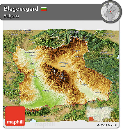 Physical 3D Map of Blagoevgard, satellite outside