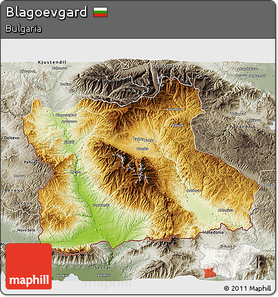 Physical 3D Map of Blagoevgard, semi-desaturated