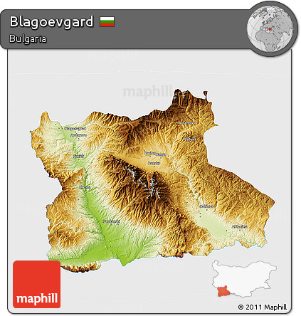 Physical 3D Map of Blagoevgard, single color outside