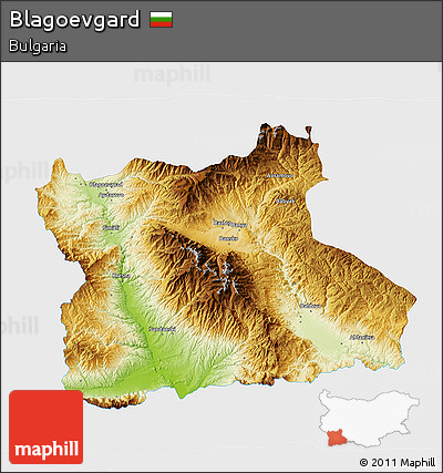Physical 3D Map of Blagoevgard, single color outside