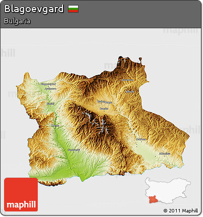 Physical 3D Map of Blagoevgard, single color outside