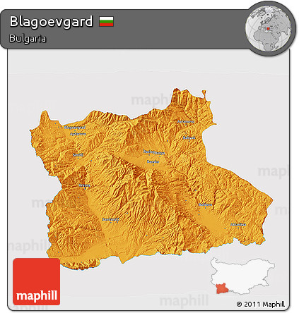 Political 3D Map of Blagoevgard, single color outside