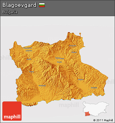 Political 3D Map of Blagoevgard, single color outside