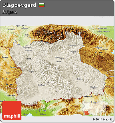 Shaded Relief 3D Map of Blagoevgard, physical outside