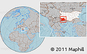 Gray Location Map of Blagoevgard, highlighted country, hill shading