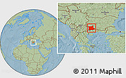 Savanna Style Location Map of Blagoevgard, hill shading