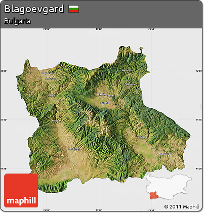 Satellite Map of Blagoevgard, single color outside