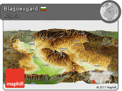 Physical Panoramic Map of Blagoevgard, darken