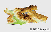 Physical Panoramic Map of Blagoevgard, single color outside