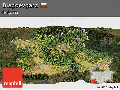 Satellite Panoramic Map of Blagoevgard, darken