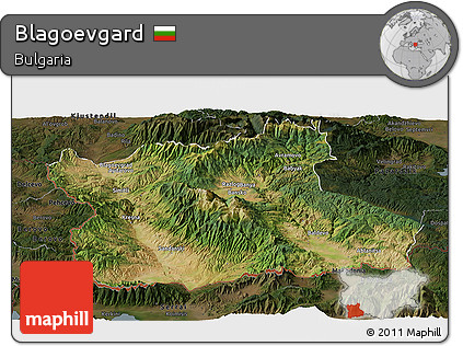 Satellite Panoramic Map of Blagoevgard, darken