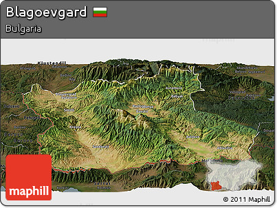 Satellite Panoramic Map of Blagoevgard, darken