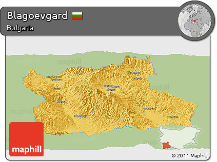 Savanna Style Panoramic Map of Blagoevgard, single color outside