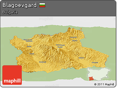 Savanna Style Panoramic Map of Blagoevgard, single color outside