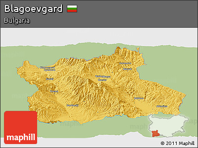 Savanna Style Panoramic Map of Blagoevgard, single color outside