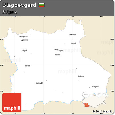 Classic Style Simple Map of Blagoevgard, single color outside