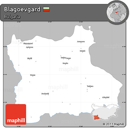 Gray Simple Map of Blagoevgard, single color outside