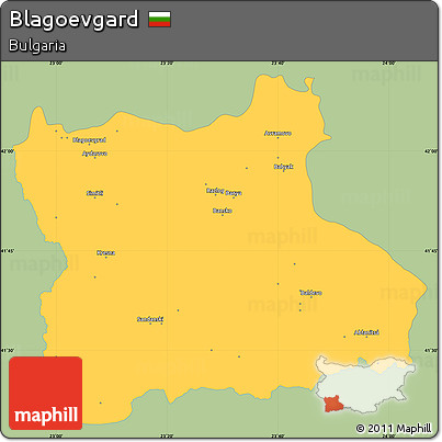 Savanna Style Simple Map of Blagoevgard, single color outside