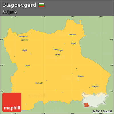 Savanna Style Simple Map of Blagoevgard, single color outside