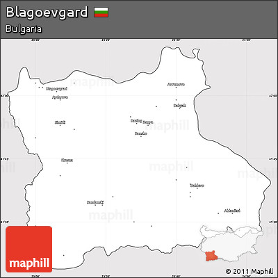 Silver Style Simple Map of Blagoevgard, cropped outside